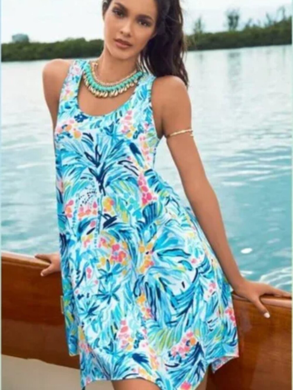 Lilly Pulitzer Melle Trapeze Serene Blue Tippy Top Dress - Picture 2 of 10